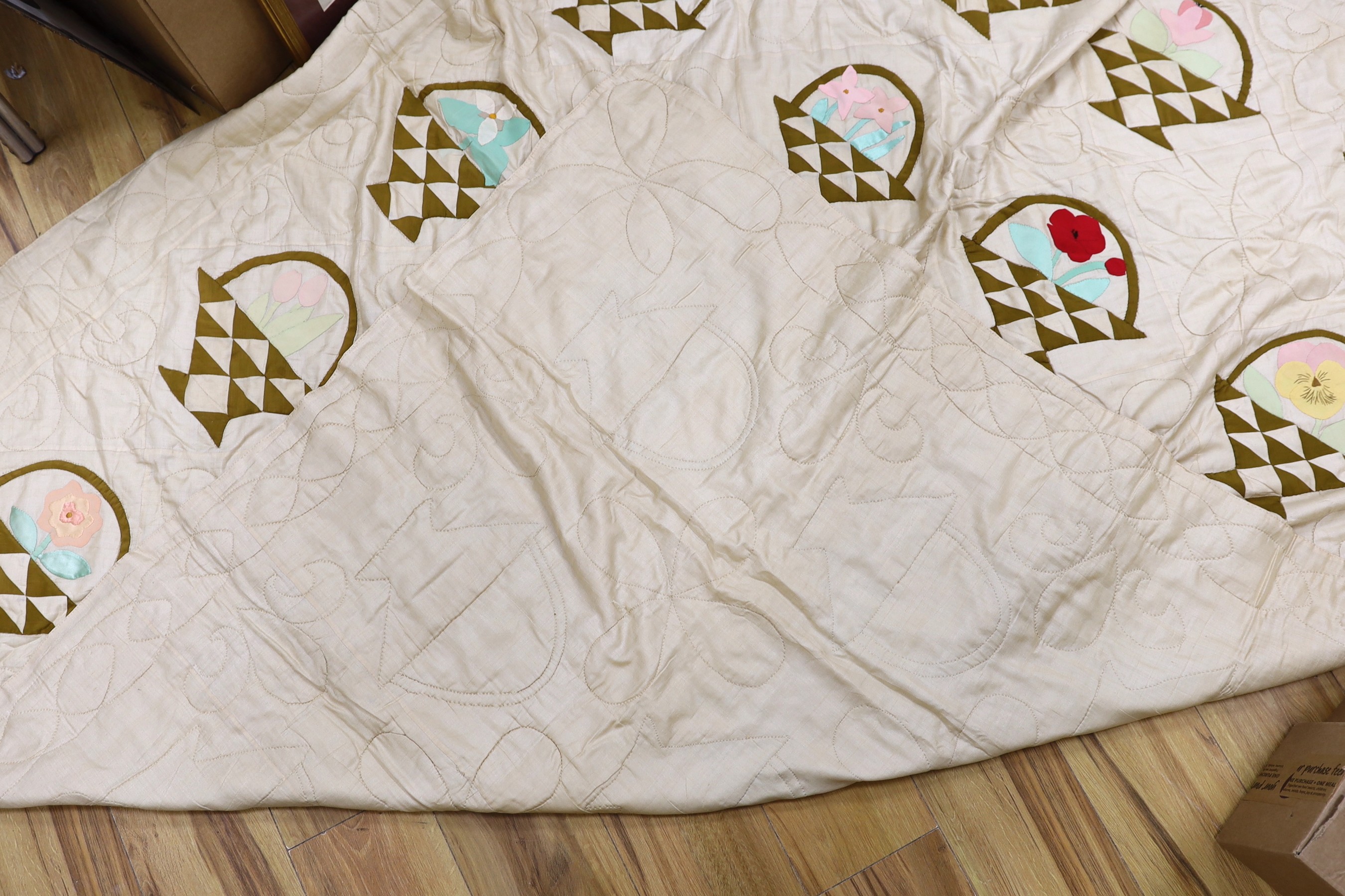 A North American embroidered silk quilt